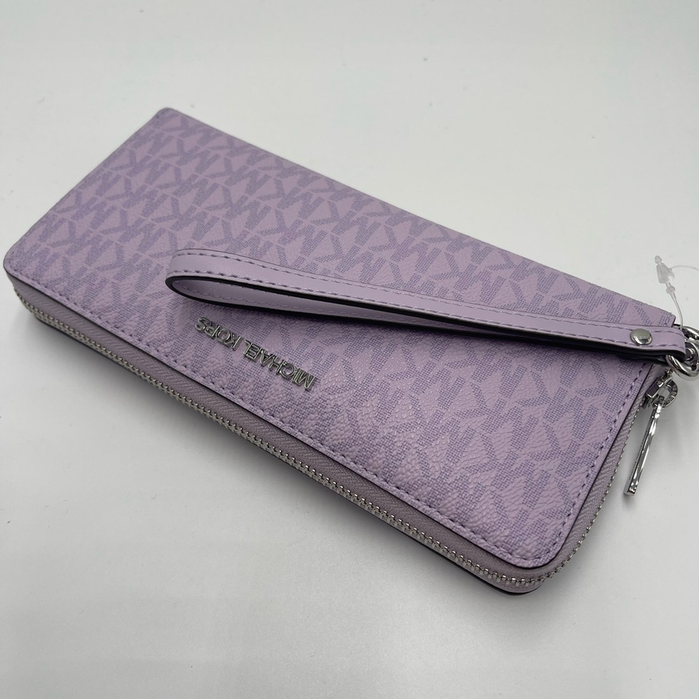 MICHAEL KORS Jet Set Large Signature Logo Continental Wallet Wristlet Phone NWT - Picture 16 of 16
